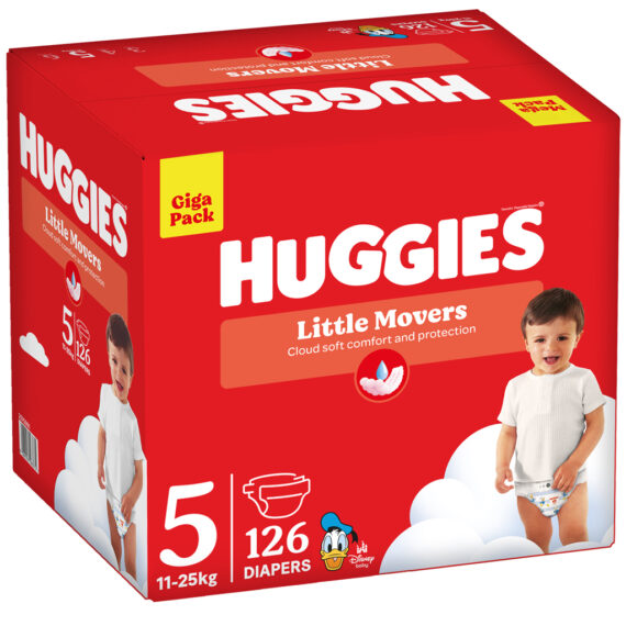 HUGGIES® Plienky jednorazové Little Movers veľ. 5 (11-25 kg), 126 ks BOX