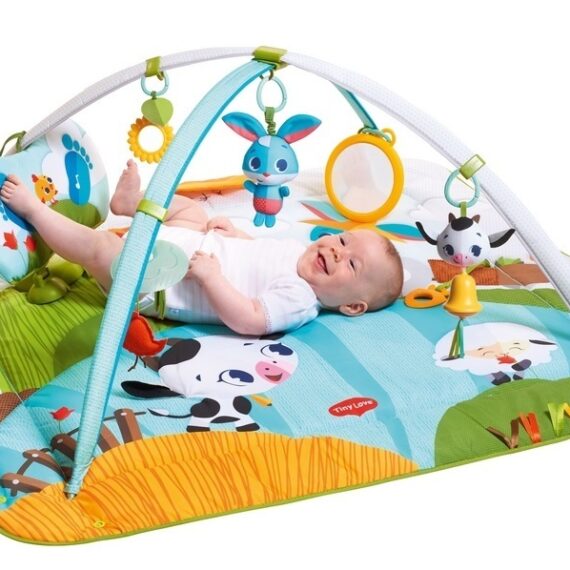 Tiny Love Hracia podložka s hrazdou Kick&Play – Farma, 0m+