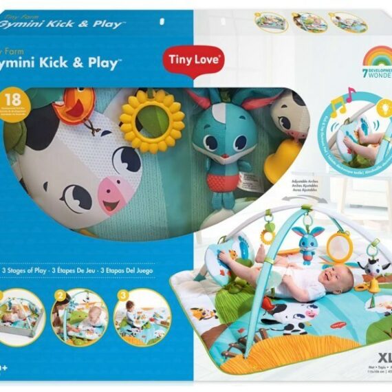 Tiny Love Hracia podložka s hrazdou Kick&Play – Farma, 0m+