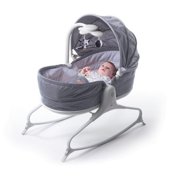 Tiny Love Rocker Napper Heather, Multifunkčná kolíska so strieškou 3v1, 0m+, šedá