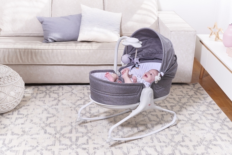 Tiny Love Rocker Napper Heather, Multifunkčná kolíska so strieškou 3v1, 0m+, šedá