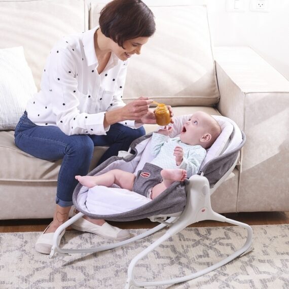 Tiny Love Rocker Napper Heather, Multifunkčná kolíska so strieškou 3v1, 0m+, šedá