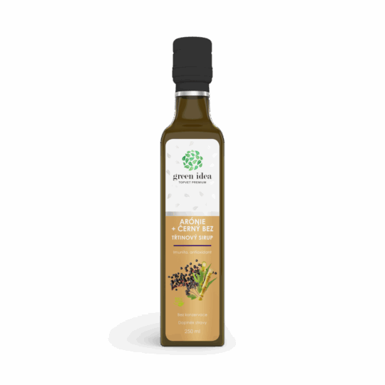 GREEN IDEA Arónie+černý bez sirup – třtinový 250 ml