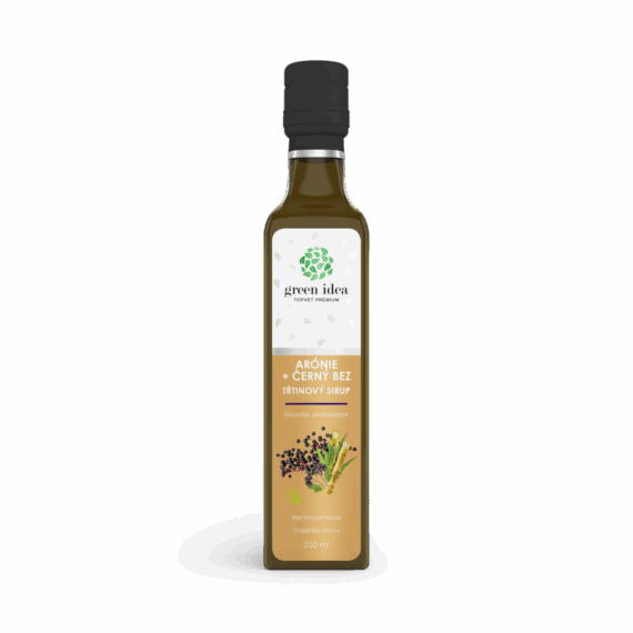 GREEN IDEA Arónie+černý bez sirup – třtinový 250 ml