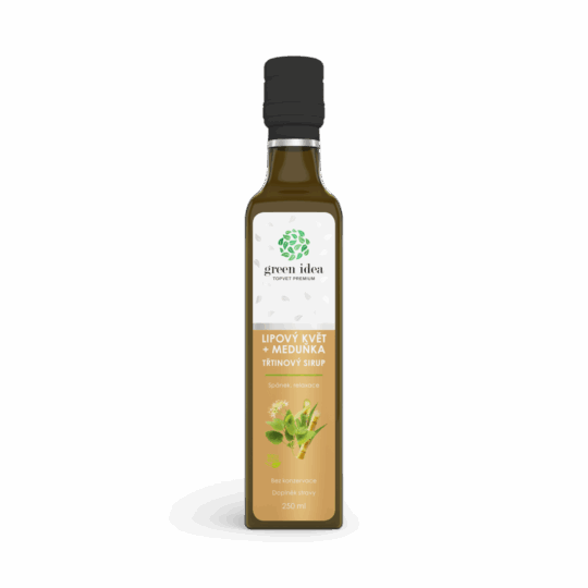 GREEN IDEA Lipový květ+meduňka sirup – třtinový 250 ml