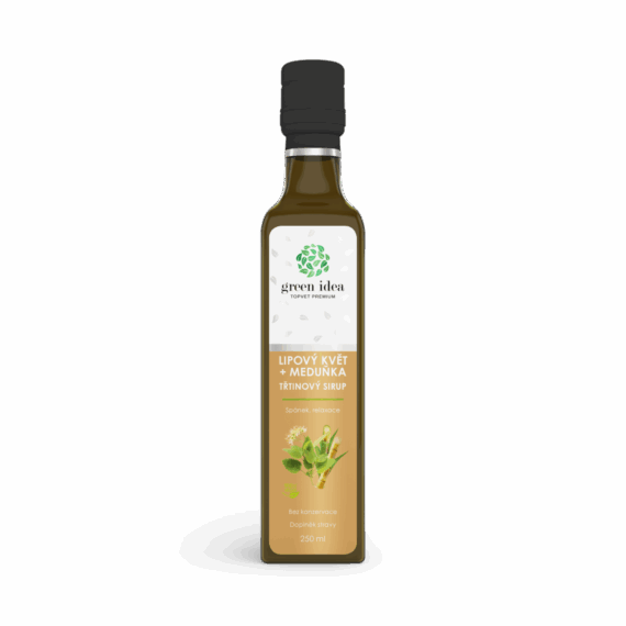 GREEN IDEA Lipový květ+meduňka sirup – třtinový 250 ml