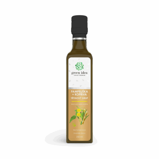 GREEN IDEA Pampeliška+kopřiva sirup – třtinový 250 ml