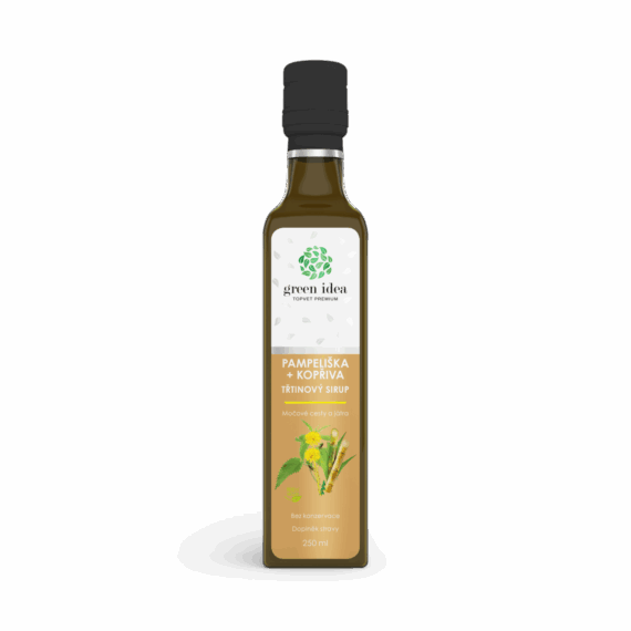GREEN IDEA Pampeliška+kopřiva sirup – třtinový 250 ml