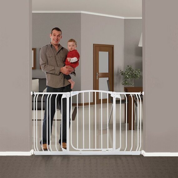Dreambaby Kombinovaná súprava – bránka Chelsea (Š 97-106cm x V 75cm) + rozšírenie 9cm,18cm