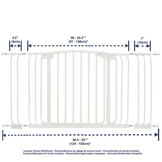 Dreambaby Kombinovaná súprava – bránka Chelsea (Š 97-106cm x V 75cm) + rozšírenie 9cm,18cm
