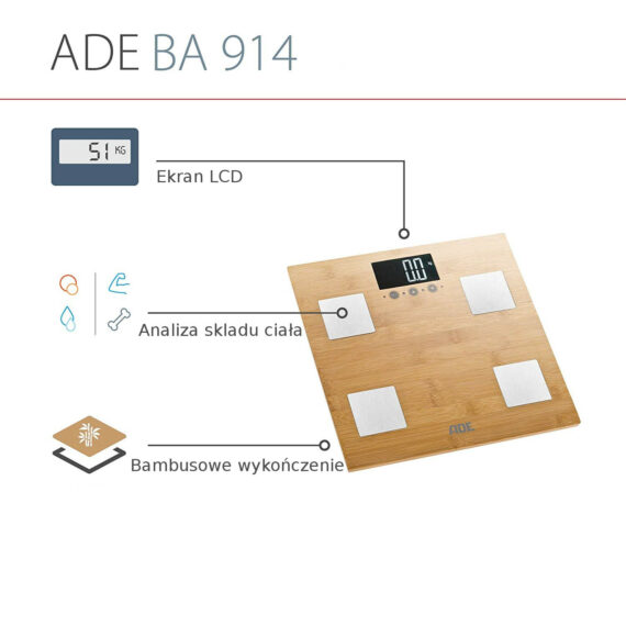ADE BA914 Bambusová digitálna váha s analýzou zloženia tela