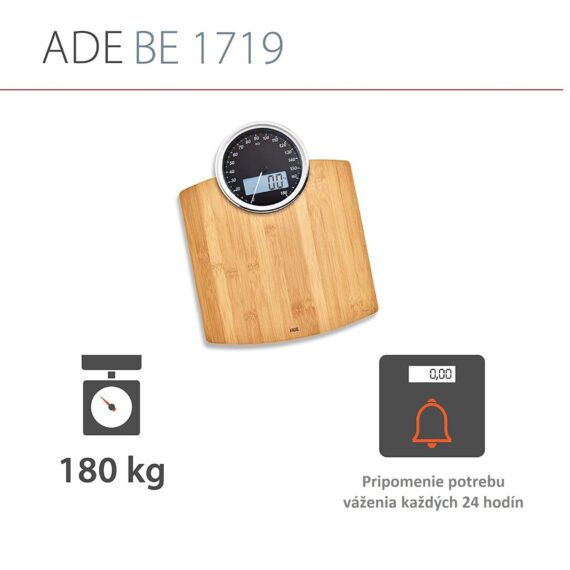 ADE BE1719 Luna Bambusová mechanická a digitálna kúpeľňová váha