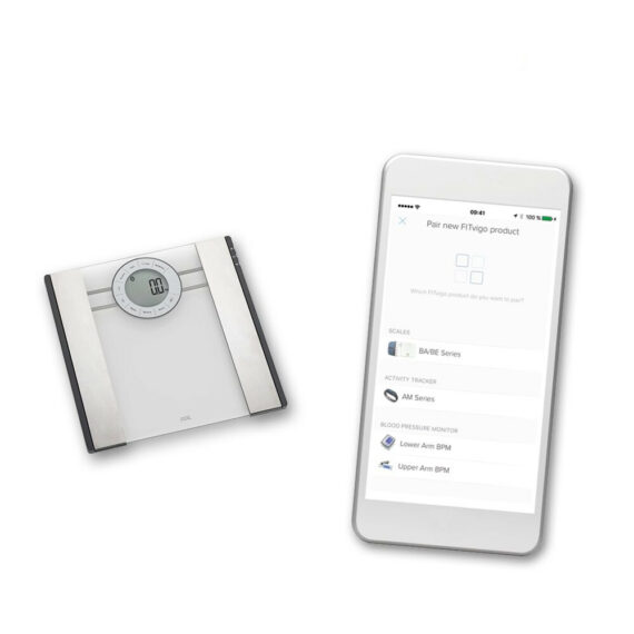 ADE FITVigo BA1601 Digitálna váha s analýzou zloženia tela s Bluetooth, strieborná