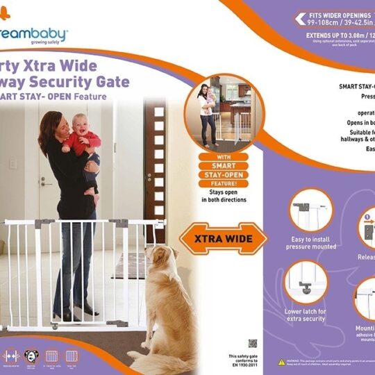 Dreambaby Široká bezpečnostná zábrana Liberty (šírka 99-106 cm x výška 76 cm) – biela