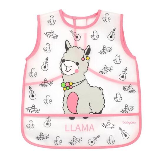 BABYONO Podbradník umývateľný ružový 12m+, 30×35 cm