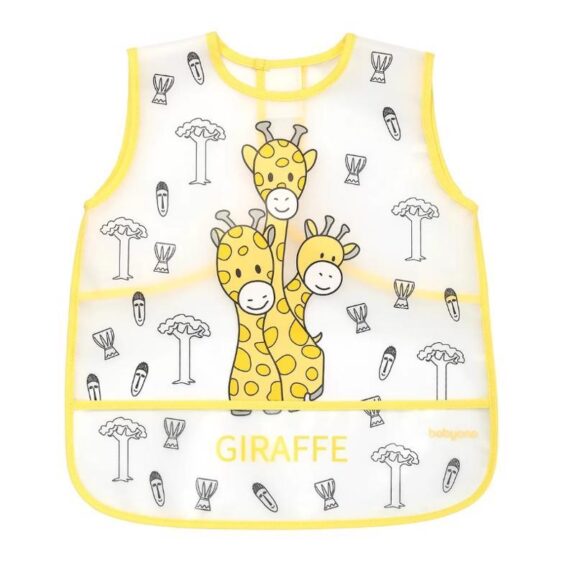 BABYONO Podbradník umývateľný žltý 12m+, 30×35 cm