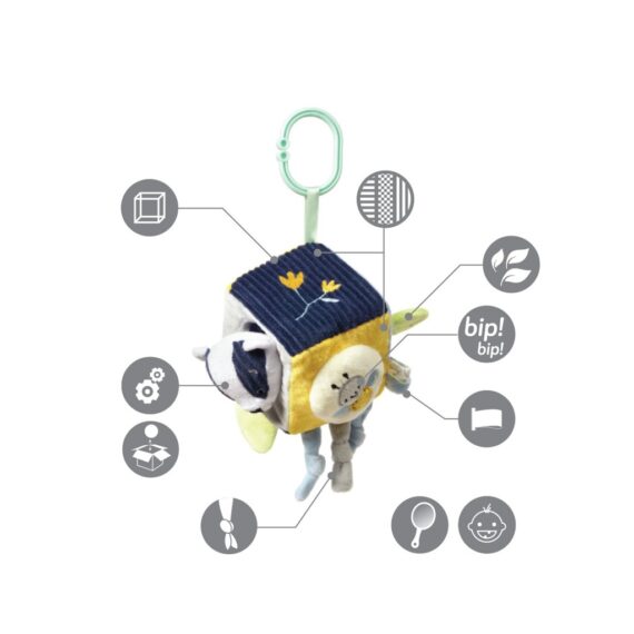 BABYONO Hračka edukačná kocka na C krúžku Woodland, 0m+