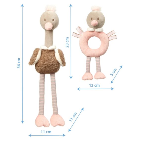 BABYONO Hračka edukačná plyšová pštrosy McKNOX – 2 ks 0m+