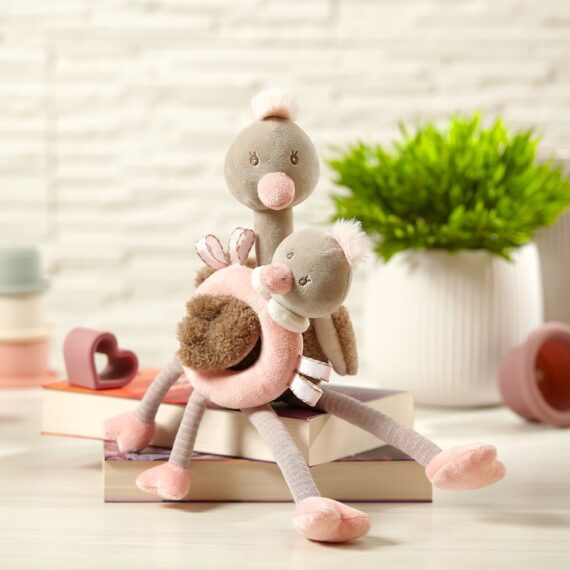 BABYONO Hračka edukačná plyšová pštrosy McKNOX – 2 ks 0m+