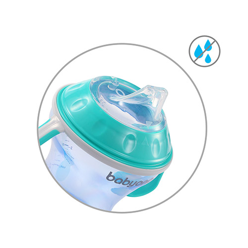 BABYONO Hrnček netečúci s mäkkým náustkom Natural Nursing 180 ml tyrkysová