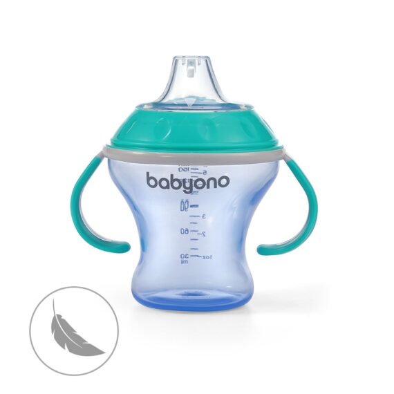BABYONO Hrnček netečúci s mäkkým náustkom Natural Nursing 180 ml tyrkysová