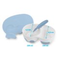 BABYONO Miska 2v1 uzatvárateľná, s lyžičkou 200+150 ml modrá 6m+