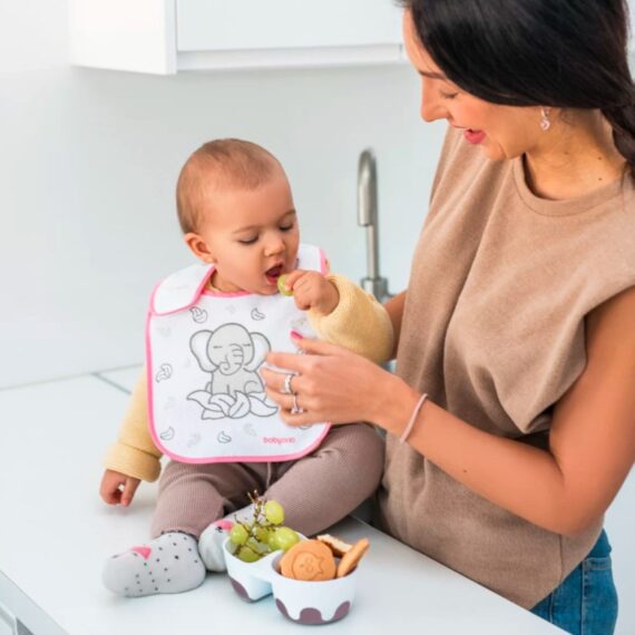 BABYONO Miska 2v1 uzatvárateľná, s lyžičkou 200+150 ml modrá 6m+
