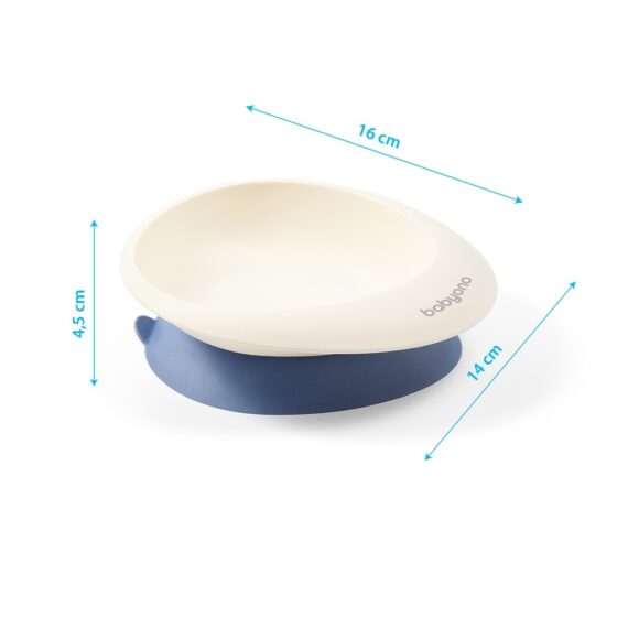 BABYONO Miska s prísavkou a lyžičkou modrá 230ml 6m+