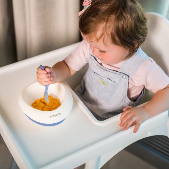 BABYONO Miska s prísavkou a lyžičkou ružová 230 ml 6m+