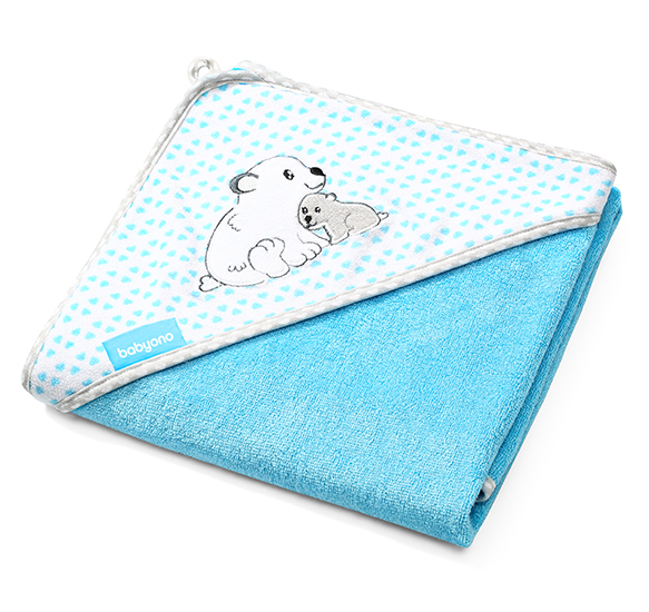 BABYONO Osuška s kapucňou Bamboo modrá 100×100 cm