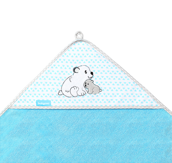 BABYONO Osuška s kapucňou Bamboo modrá 100×100 cm