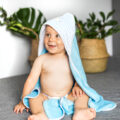 BABYONO Osuška s kapucňou Bamboo modrá 100×100 cm