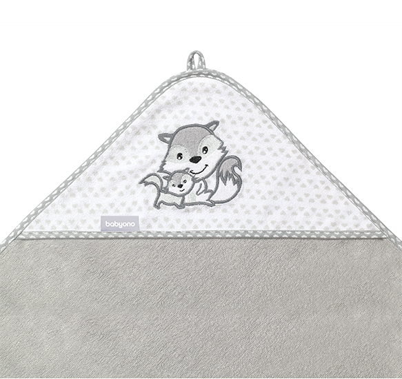 BABYONO Osuška s kapucňou Bamboo šedá 100×100 cm