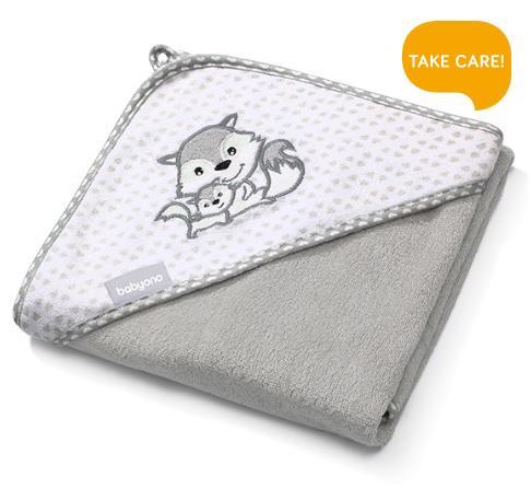 BABYONO Osuška s kapucňou Bamboo šedá 76×76 cm