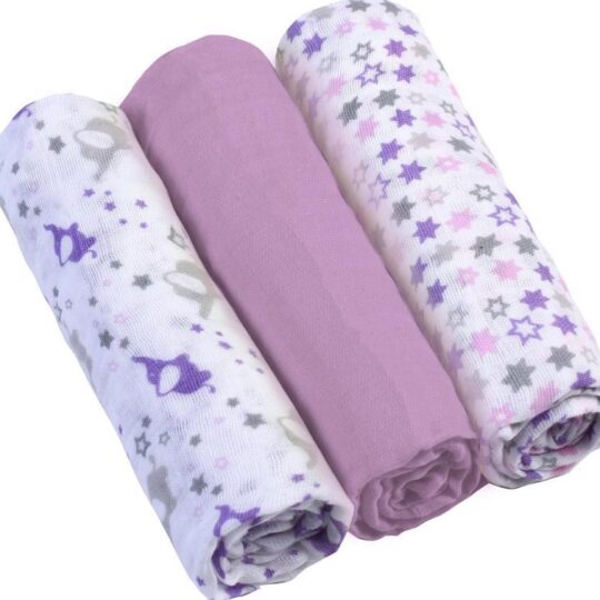BABYONO Plienky mušelínové Super soft 3 ks fialové