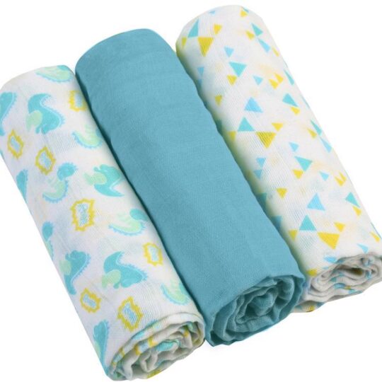 BABYONO Plienky mušelínové Super soft 3 ks tyrkys