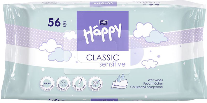 BELLA HAPPY BABY Classic sensitive 56 ks – vlhčené ubrousky