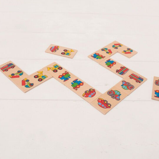 BIGJIGS TOYS Domino drevené dopravné prostriedky