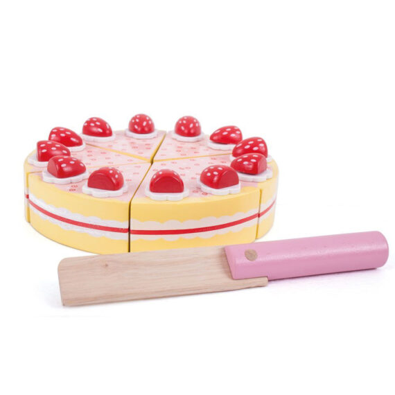 BIGJIGS TOYS Torta drevená krájacia s jahodami