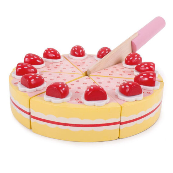 BIGJIGS TOYS Torta drevená krájacia s jahodami