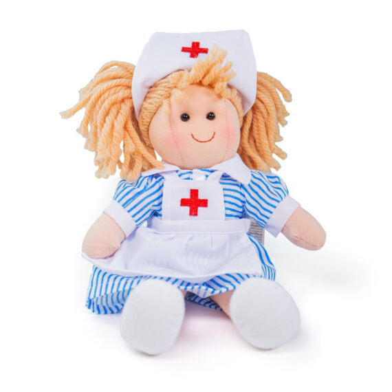 BIGJIGS TOYS Bábika látková zdravotná sestrička Nancy 28 cm