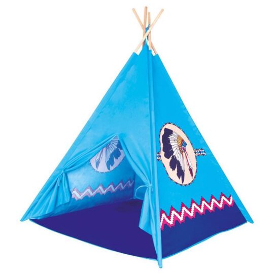 BINO Detský stan TeePee modrý, 4 steny