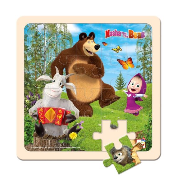 BINO Máša a medveď puzzle s kozlíkom 20×20 cm