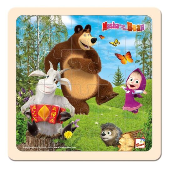 BINO Máša a medveď puzzle s kozlíkom 20×20 cm