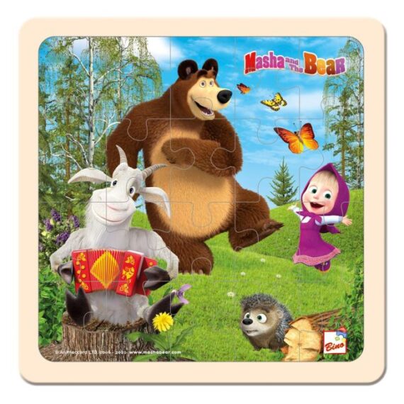 BINO Máša a medveď puzzle s kozlíkom 20×20 cm