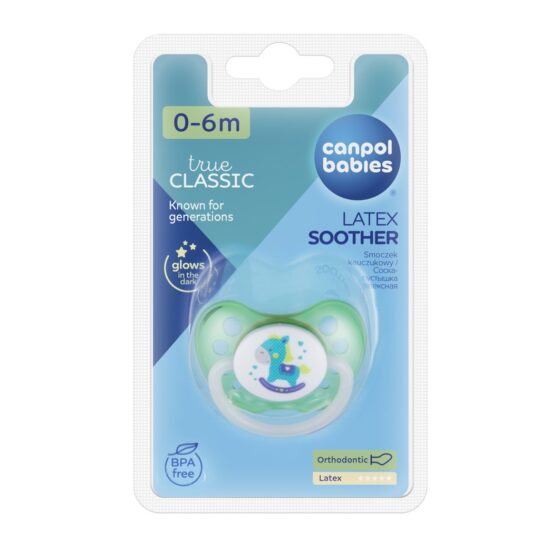 CANPOL BABIES Cumlík kaučukový anatomický 0-6m TOYS – zelená