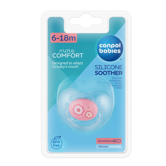 CANPOL BABIES Cumlík silikónový symetrický 6-18m Newborn Baby – ružová