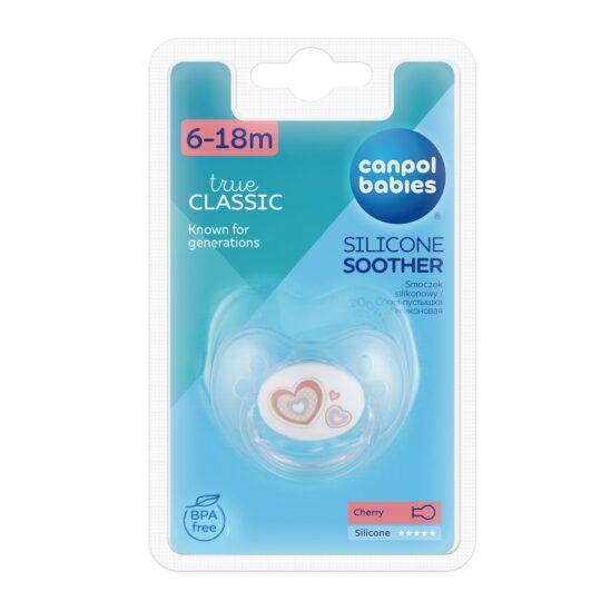 CANPOL BABIES Cumlík silikónový čerešnička 6-18m Newborn Baby – biela