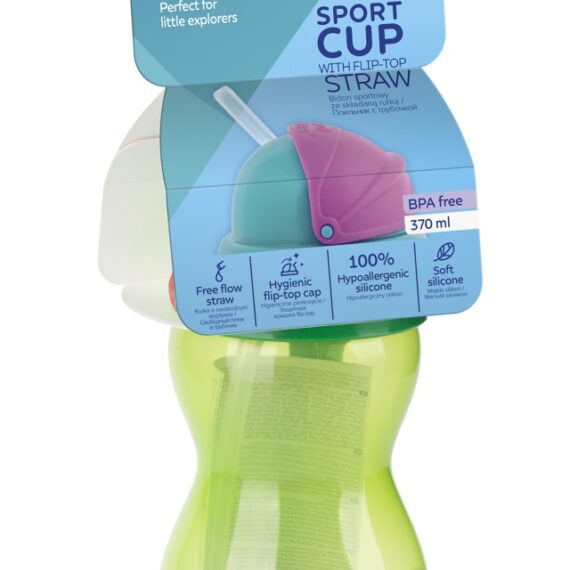 CANPOL BABIES Fľaša športová sa slámkou 370ml – zelená