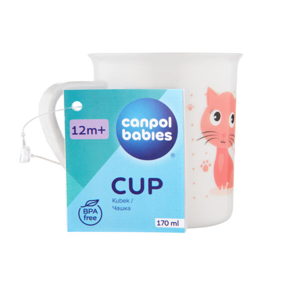 CANPOL BABIES Plastový hrnček CUTE ANIMALS – mačička (170 ml)